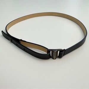MaxMara Thin Black Leather Belt, Size 38